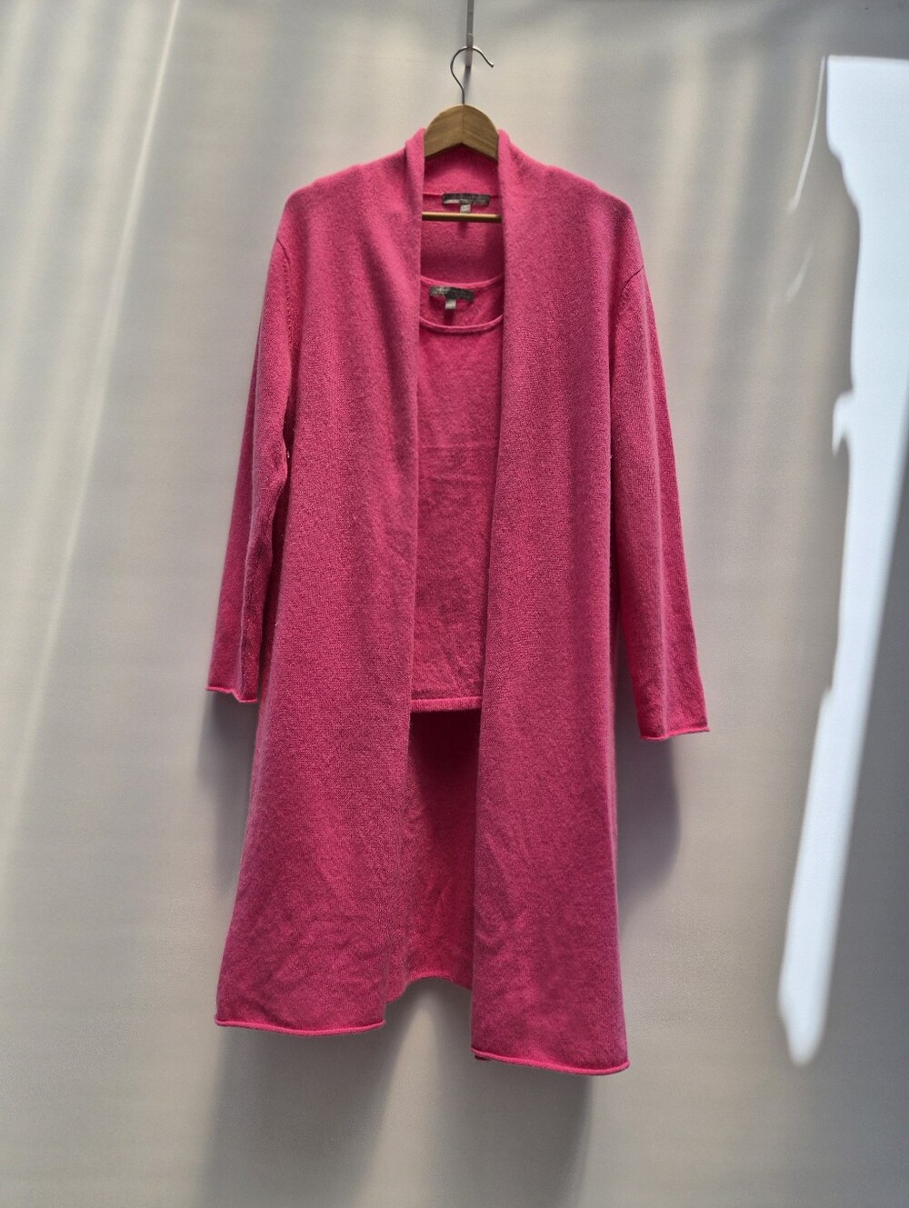 Neiman Marcus Cashmere Duster Cardigan 1X Tank 2X Set Hot Pink Barbiecore Luxury - Picture 16 of 16